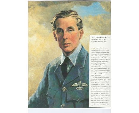 Excellent UNSIGNED portrait print of Flight Lieutenant John Charles Dundas DFC 609 Squadron Battle of Britain. One of the hig