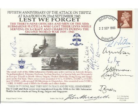 Godfrey Place VC plus X-Craft WW2 veterans signed official Navy cover Series One no. 20. Signed by 11 WW2 X-Craft & Chariot v