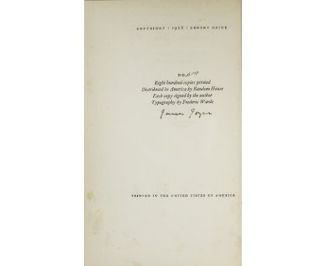 JOYCE, JAMES. 1882-1941.Anna Livia Plurabelle. New York: Crosby Gaige, 1928. 12mo. Publisher's cloth, gilt triangle decoratio