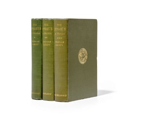 HARDY, THOMAS. 1840-1928.The Dynasts. London: MacMillan &amp; Co, Limited, 1903-1908. 3 volumes. 8vo. Publisher's green cloth