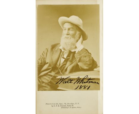 WHITMAN, WALT. 1819-1892.Two Rivulets; Including Democratic Vistas, Centennial Songs, and Passage to India Camden.  New Jerse