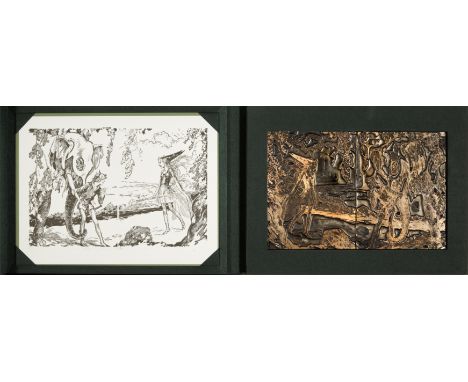 NEILL, JOHN REA. 1877-1943.Two original metal printing plates and one fine proof of double-page illustration,  280 x 340 mm, 