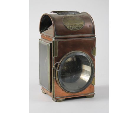 Fire Brigade interest Shand Mason & Co copper horse drawn fire engine lamp with original candle holder and reflector. Carryin