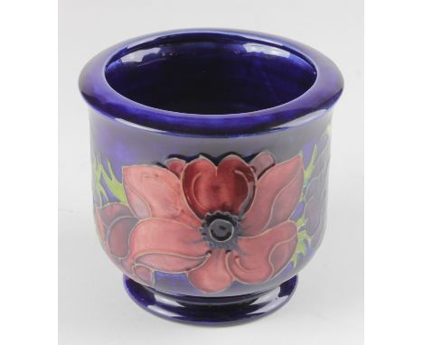 Moorcroft planter, circa mid 20th century, Moorcroft stamp and initials to base, diameter 135mm, height 125mm approx.