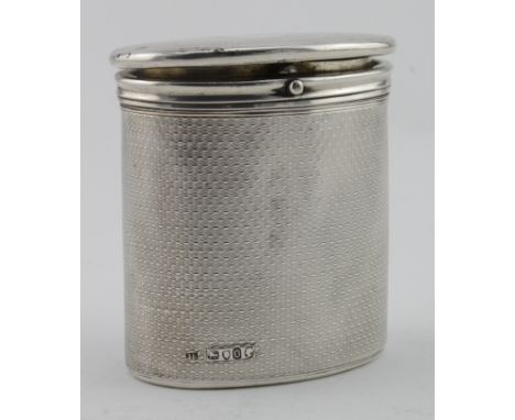 Victorian silver tea caddy, hallmarked London 1869 "J.B". Stamped on inside of lid "Asprey 1666 Bond Street". Total weight ap