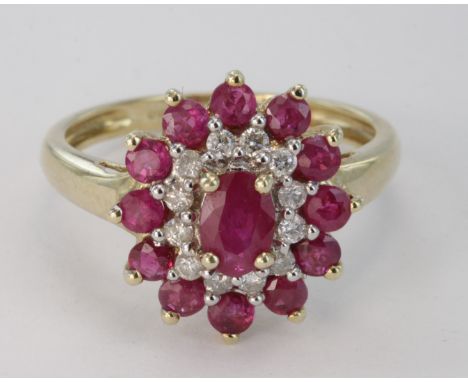 9ct Gold QVC Ruby and CZ Ring size N weight 2.5g