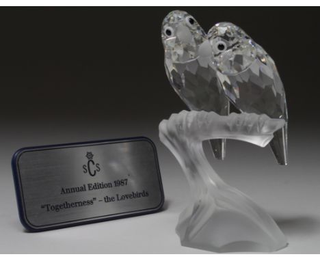 Swarovski Crystal Annual Edition 'Togetherness, The Lovebirds', 1987, excellent condition, contained in original packaging & 