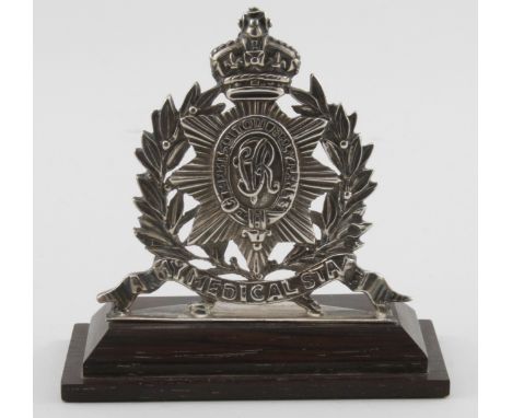 Menu Holder (silver), Army Medical Staff.  Hallmarked JNM, London, 1893