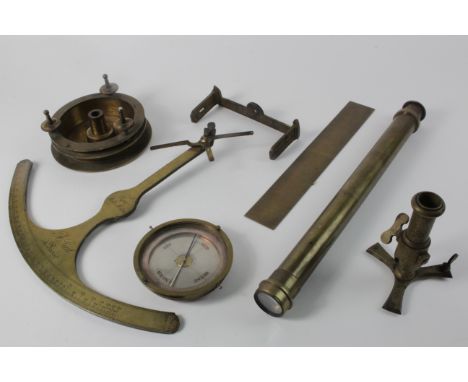 Scientific interest. A collection of  seven miscellaneous French scientific items, circa 19th century, including telescope, c