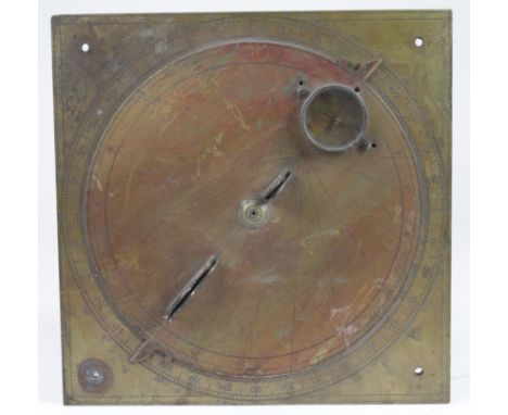 French sundial by Pierre Le Maire, Paris, circa early 19th century, Arabic numerals, missing style, 21.5cm x 21.5cm approx. (