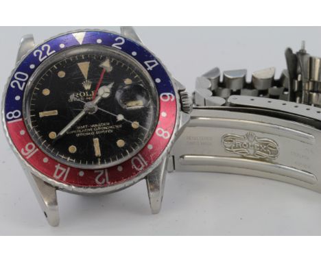 Gents stainless steel 'Rolex Oyster Perpetual GMT Master Superlative Chronometer, Officially Certified' wristwatch. the black