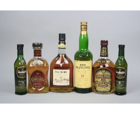 SIX BOTTLES OF WHISKY, 1 x The Dalmore, 12 year aged Single Highland Malt, 40%, 70cl, boxed, 1 x Cardhu Speyside 12 year aged