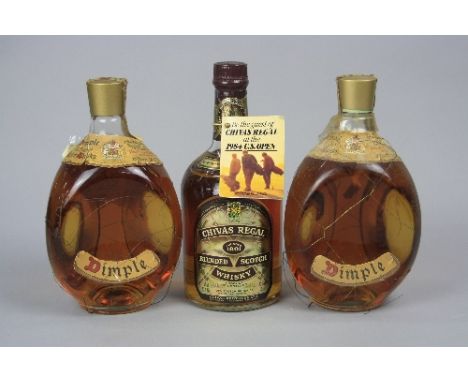 TWO BOTTLES OF DIMPLE SCOTCH WHISKY, (old bottling), 70% proof, 26 & 2/3 floz, together with a bottle of Chivas Regal Blended