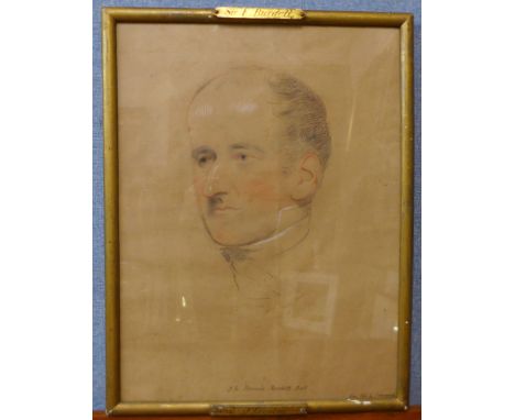 J. Lonsdale, portrait of Sir Francis Burdett Bart., pencil and chalk on paper, 50 x 37cms, framed 