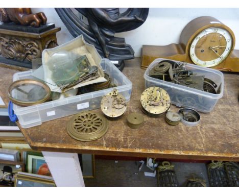 Assorted clockmaker's tools, parts etc 