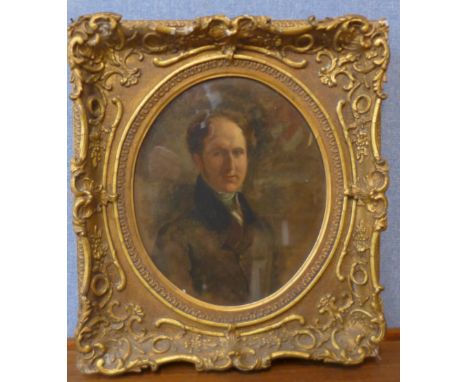 English School (19th Century), oval portrait of a gentleman, oil on canvas, 33 x 28cms, framed 