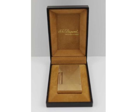 A 'ST DUPONT', PARIS GILDED LIGHTER, 6cm x 3.5cm, in original case 