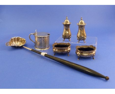 A Victorian silver Mustard Post, by Richards & Brown, hallmarked London, 1875,of hinged circular form, with banded engine tur