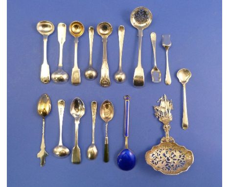 A Victorian silver fiddle pattern Sifter Spoon, by Phillip Osment, hallmarked Exeter, 1863, the handle monogrammed, together 