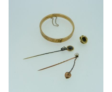 A collection of Jewellery, including a tie pin formed of a serpent with a rose diamond head and one ruby eye, one eye deficie