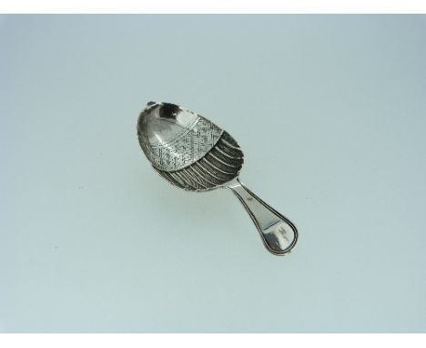 A George III silver Caddy Spoon, hallmarked Birmingham 1800, the bowl in the shape of an acorn with a plain reeded handle, 3¼