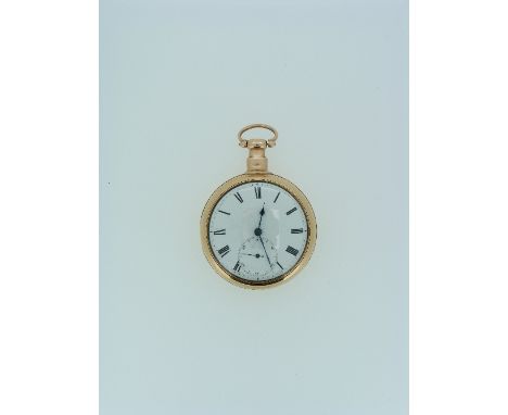A Victorian 18ct gold Pair Cased Pocket Watch, key wound, with plain case and outer case, the white enamel dial with black Ro