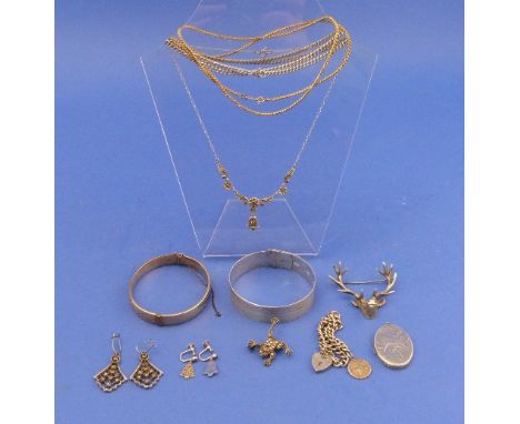 A mixed collection of Jewellery, including a silver and marcasite necklet and earrings, the necklet of flowers and bell, the 