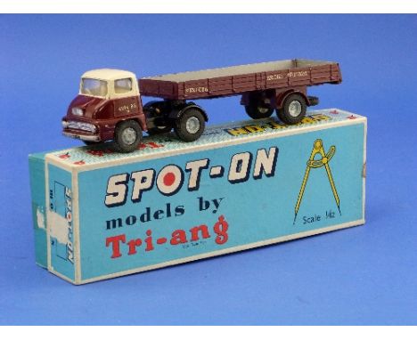 Spot-On No.111A/1 Ford Thames Trader with Articulated Flat load, maroon and cream, cast hubs and "British Railways" decals, i