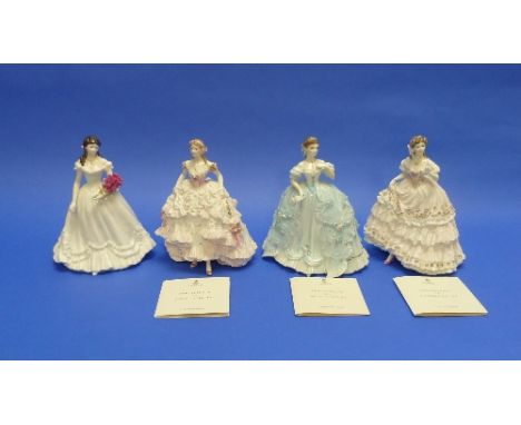 Three Royal Worcester 'Romance of the Victorian Era' figurines, The Fairest Rose, Royal Debut and The First Quadrille, limite