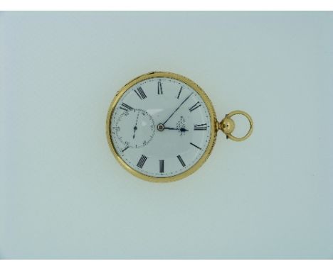 A Victorian 18ct gold Pocket Watch, by Jas McCabe, key wound, with white dial, black Roman numerals and subsidiary seconds, d