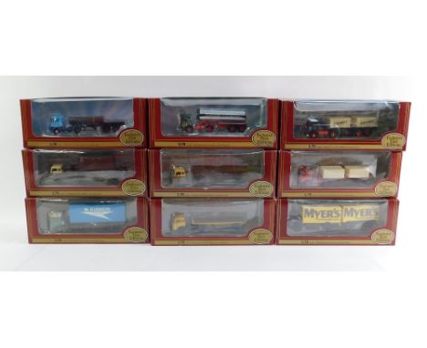 Nine Exclusive First Edition die cast scale models, commercials, Showerings Limited 36801, British Railways 22204, MC Kinnon 