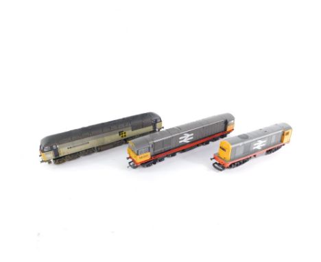 Hornby and Lima OO gauge diesel locomotives, Class 20, 20215, BR Railfreight, Class 58, 58001, BR Railfreight and a Class 56,