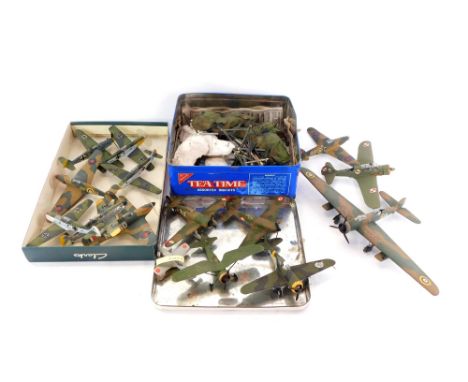 A group of kit built aircrafts, model stands, etc. (a quantity) 