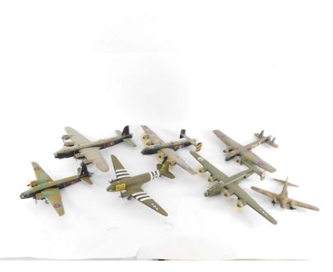 A group of model aircrafts, kit built plastic models. (some AF, a quantity) 