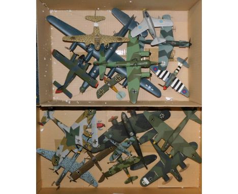 A group of kit built model aeroplanes, fighter jets and others. (2 boxes) 