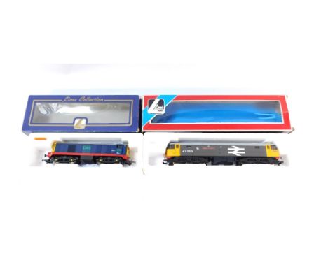 Lima OO gauge diesel locomotives, A class 47 47363, LM BR Railfrieght, and a class 20 20904 in DRS blue. (2) 