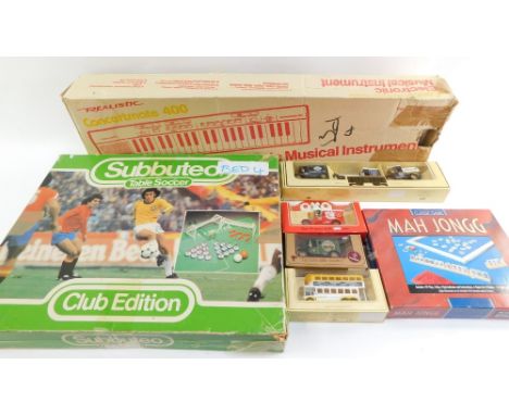 A group of toys and games, to include Subbuteo Club Edition, Days Gone Express Dairy model, Mah-jong set, OXO car, Lewis grou