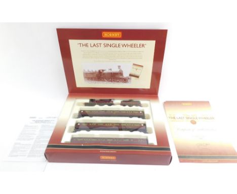 A Hornby The Last Single Wheeler scale model set, comprising LMS Single L-2-2 locomotive 14010, LMS composite coach 3546, LMS