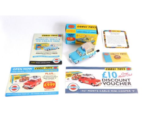 A Corgi toys musical Walls Ice Cream van, with information booklet and Corgi Toys model pin badge, boxed number 474/ 