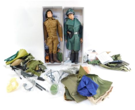 An Action Man British Sapper figure,  with equipment, Third Reich army officer, Action Man figure, other uniforms and accesso