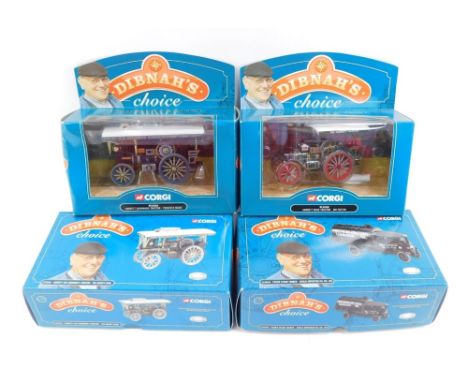 Corgi Dibnah's Choice die cast, comprising No 805308 Garrett Showman's Tractor, No 80309 Garrett Road Tractor, CC20203 Foden 