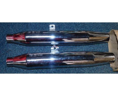 A pair of Harley Davidson tail pipes.