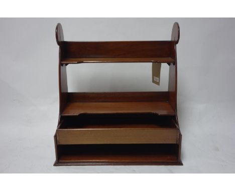 A 19th century mahogany wall hanging shelf with drawer, H.57 W.53 D.29cm 