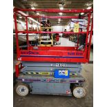 SKYJACK SJIII 3219 ELECTRIC SCISSOR LIFT, 550LB CAP. (2 PERSONS + EQUIPMENT), 24V, 19'H, 29"W X 68"