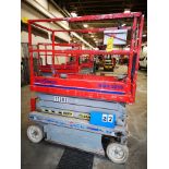 SKYJACK SJIII 3219 ELECTRIC SCISSOR LIFT, 550LB CAP. (2 PERSONS + EQUIPMENT), 24V, 19'H, 29"W X 68"