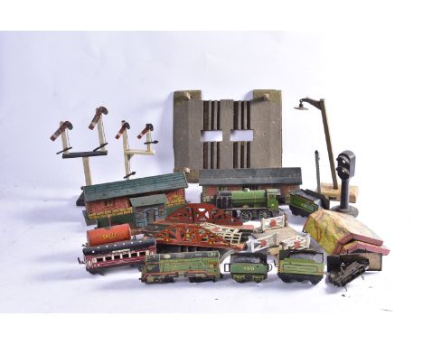 Mettoy Brimtoy and other 0 gauge Trains and Accessories, a pre-war Mettoy SR 'Eton' clockwork 4-4-0 locomotive and 900 tender