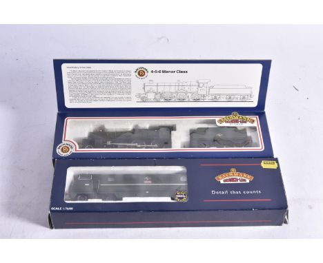 Bachmann 00 Gauge BR WR Steam and Diesel Locomotives,  31-306 BR green 6822 'Foxcote Manor' and 32-052 BR green Warship Class
