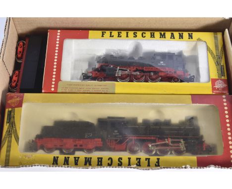 Fleischmann HO Gauge DB black Locomotives, 4064 2-6-2T 064 389-0, 1315 0-8-0 55 2781 Tender Locomotive, both in original boxe