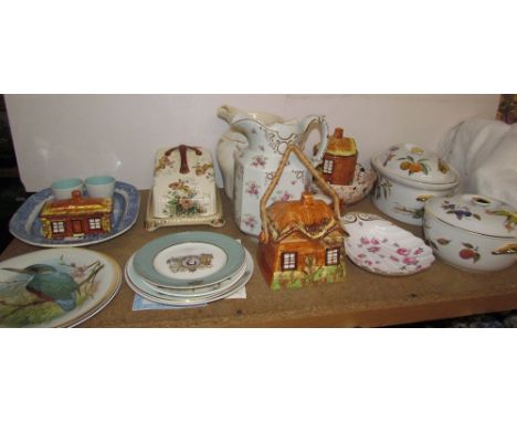 Royal Worcester tureens and covers together with a cottage ware part tea set, pottery jugs, collectors plates etc