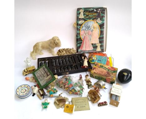 A mixed lot of mainly vintage items, to include abacus, paper doll set, icing set in box etc 